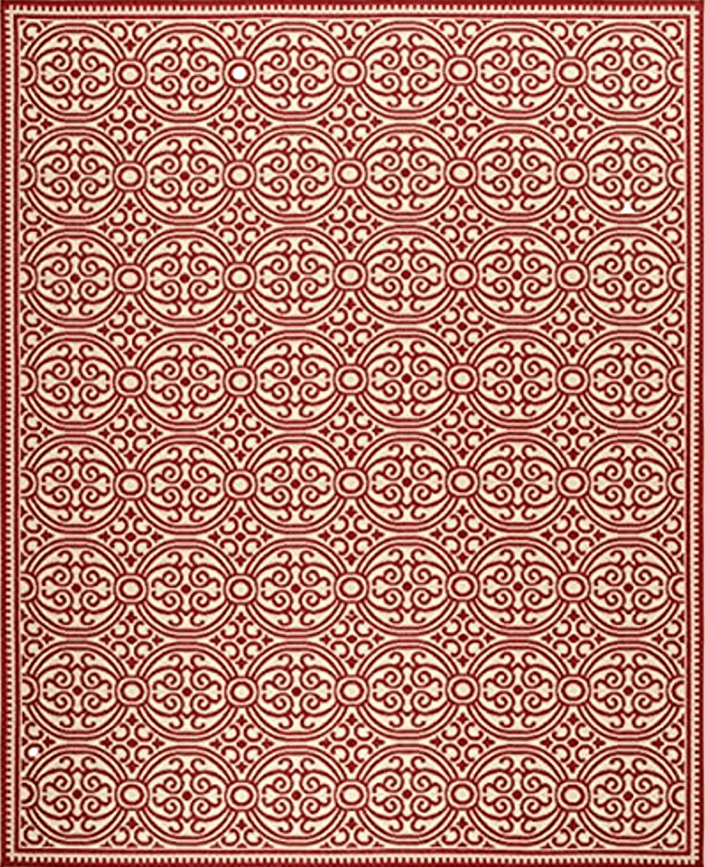 SAFAVIEH Linden Collection 8' x 10' Red/Cream LND134Q Geometric Indoor/ Outdoor Non-Shedding Easy scrubbing Patio Backyard Porch Deck Mudroom Area-Rug