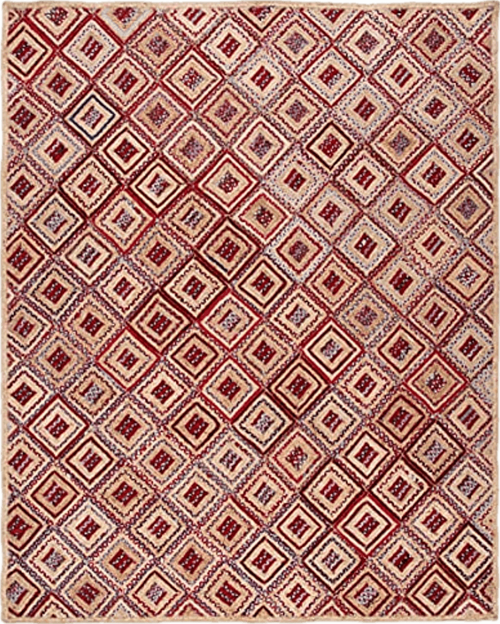 Red SAFAVIEH Cape Cod Collection Area Rug - 5' x 8', Natural & Red, Handmade Flat Weave Diamond Braided Jute & Denim, Ideal for High Traffic Areas in Living Room, Bedroom (CAP354B)