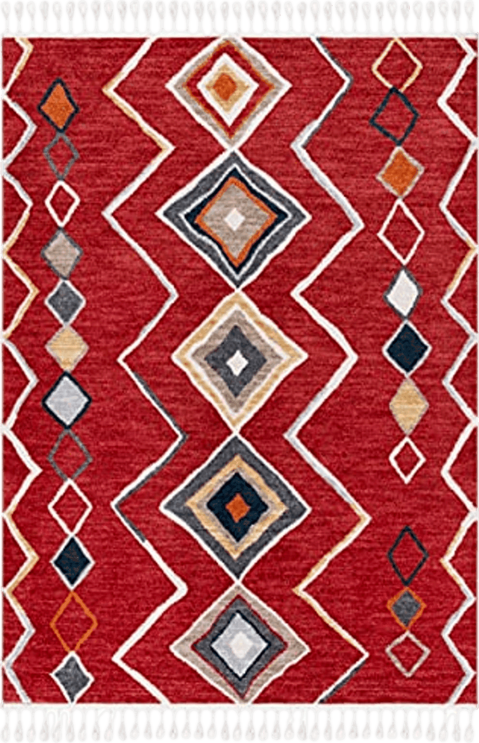 Red SAFAVIEH Farmhouse Collection 8' x 10' Red/Gold FMH599Q Moroccan Boho Tassel Area Rug