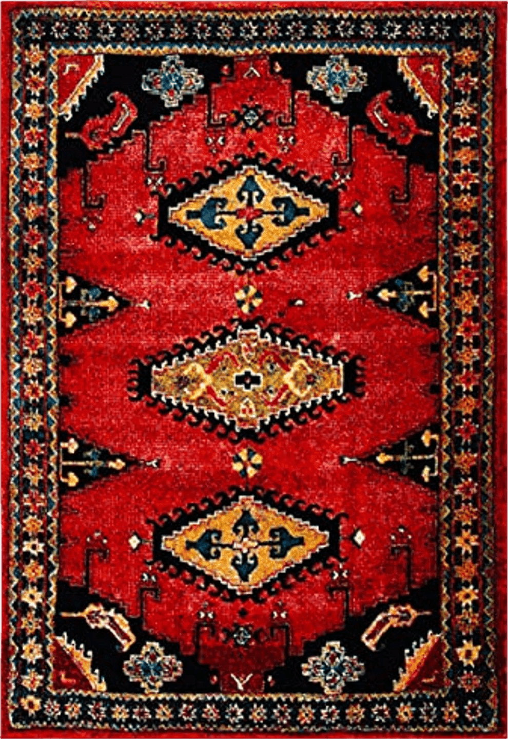 SAFAVIEH Vintage Hamadan Collection Area Rug - 8' x 10', Red & Black, Traditional Oriental Design, Non-Shedding & Easy Care, Ideal for High Traffic Areas in Living Room, Bedroom (VTH251Q)