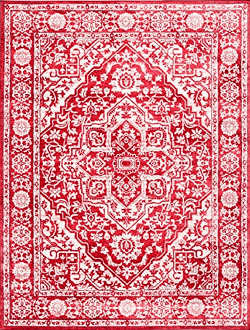 6x9 SAFAVIEH Brentwood Collection 6' x 9' Red / Ivory BNT832Q Medallion Distressed Non-Shedding Living Room Bedroom Dining Home Office Area Rug