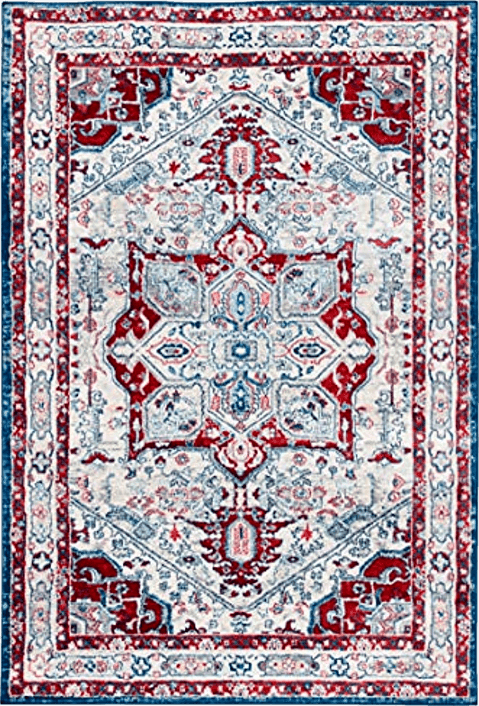 Red SAFAVIEH Brentwood Collection 8' x 10' Ivory/Red BNT852E Medallion Distressed Non-Shedding Living Room Dining Bedroom Area Rug