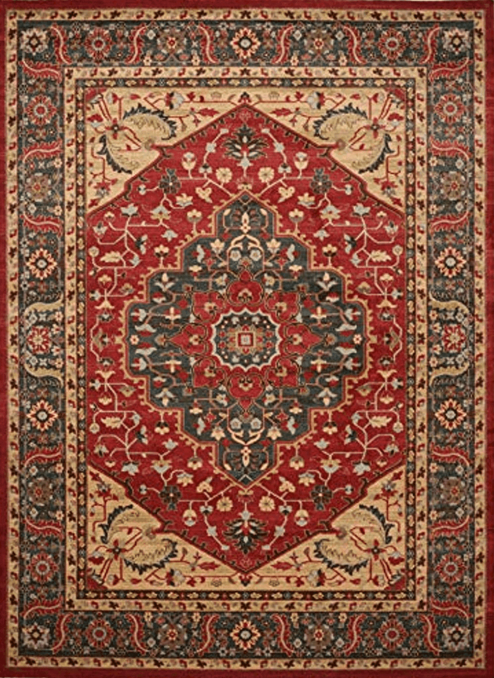 SAFAVIEH Mahal Collection Area Rug - 8' x 11', Navy & Red, Traditional Oriental Design, Non-Shedding & Easy Care, Ideal for High Traffic Areas in Living Room, Bedroom (MAH621C)