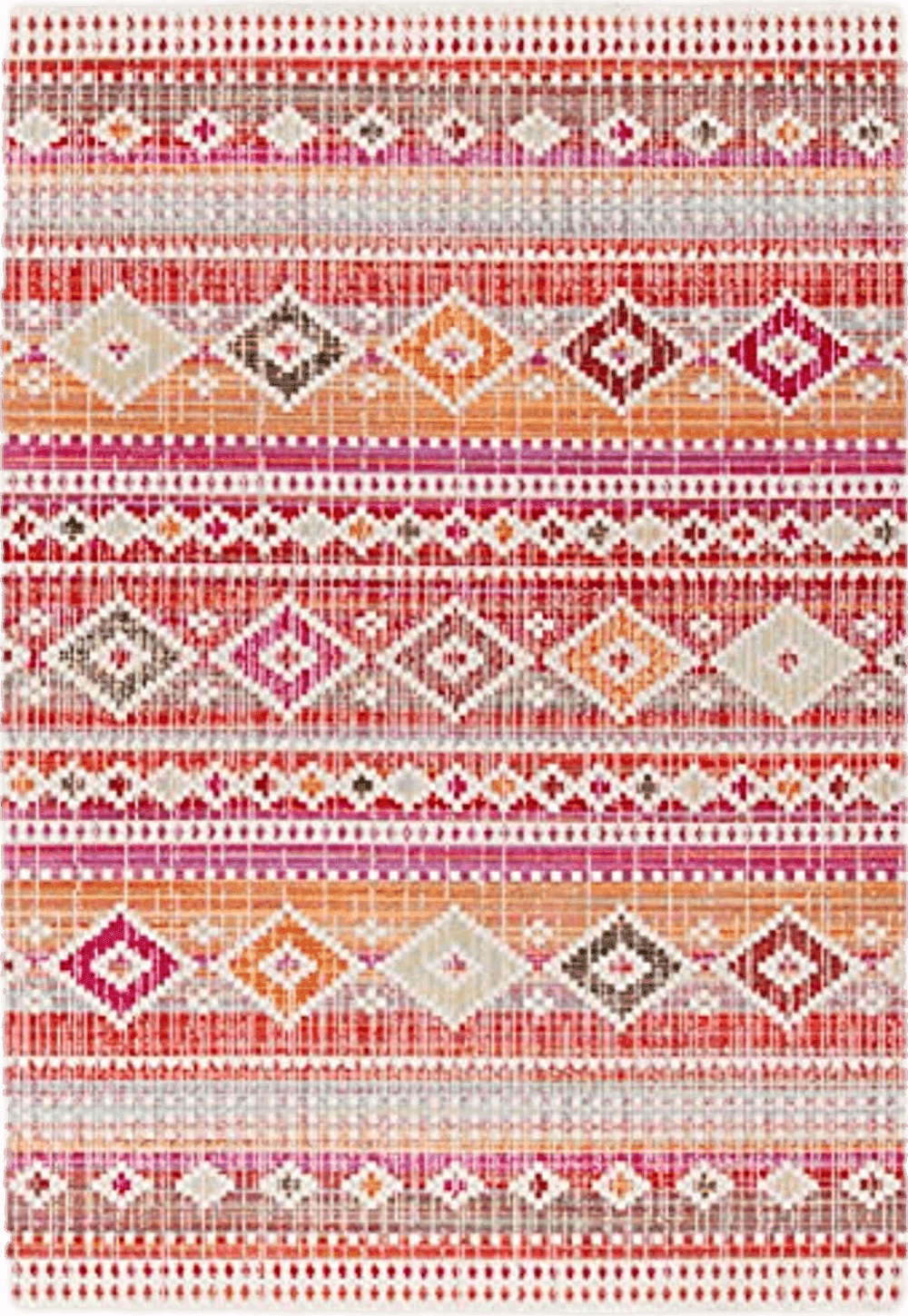 SAFAVIEH Montage Collection 8' x 10' Red / Fuchsia MTG271Q Boho Indoor/ Outdoor Non-Shedding Easy scrubbing Patio Backyard Porch Deck Mudroom Area-Rug