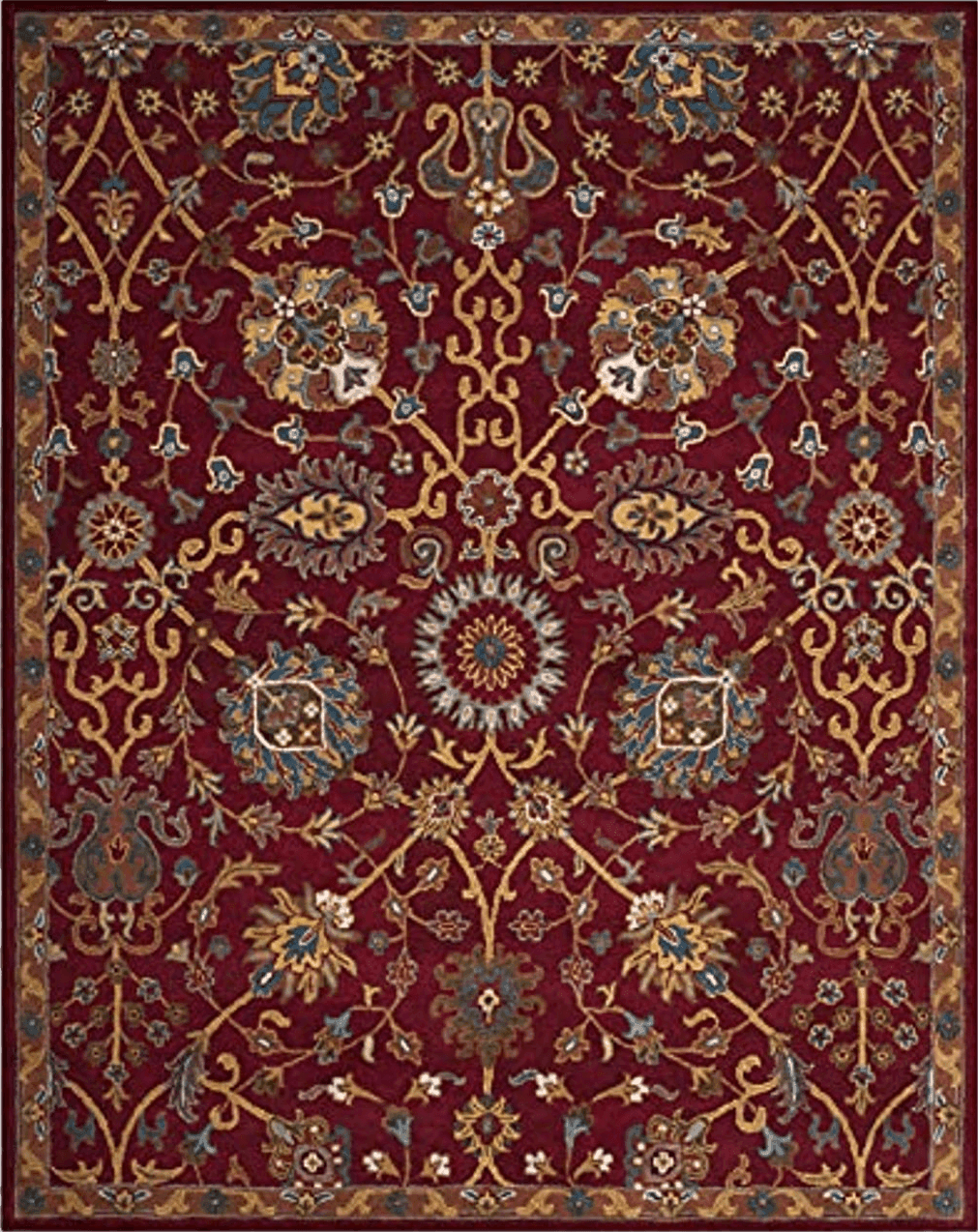 SAFAVIEH Heritage Collection Area Rug - 8' x 10', Red, Handmade Traditional Oriental Wool, Ideal for High Traffic Areas in Living Room, Bedroom (HG655A)