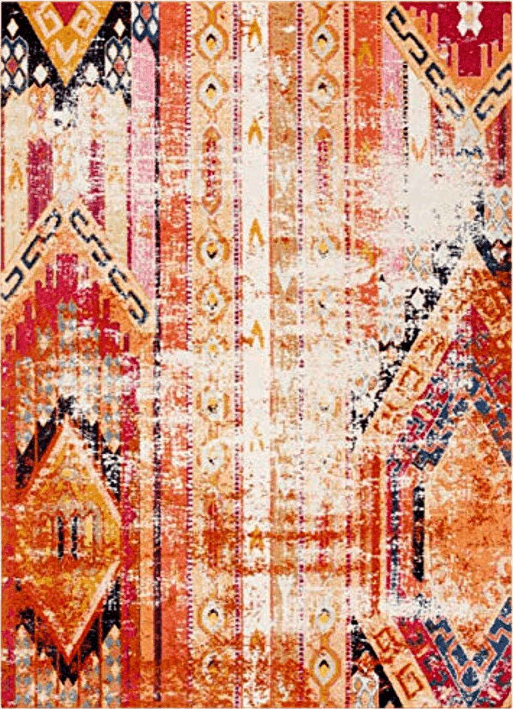 9x12 SAFAVIEH Monaco Collection Area Rug - 9' x 12', Orange & Multi, Boho Chic Tribal Distressed Design, Non-Shedding & Easy Care, Ideal for High Traffic Areas in Living Room, Bedroom (MNC222H)