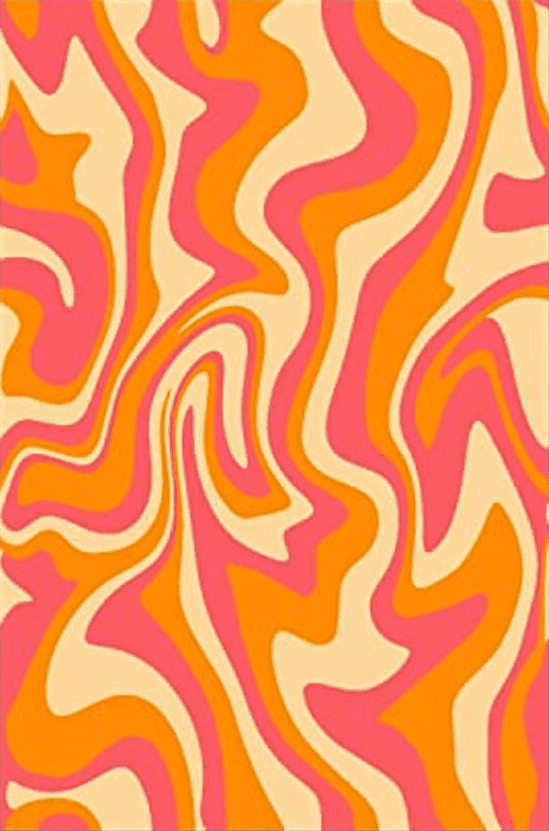 6x9 PeeNoke 1970 Wavy Swirl Seamless Orange Pink Colors Hand Drawn Seventies Style Area Rug Outdoor Patio Rug Play Mat Floor Mat Modern Carpet Non-Slip Home Decor Living Room Bedroom Nursery, 6x9 ft