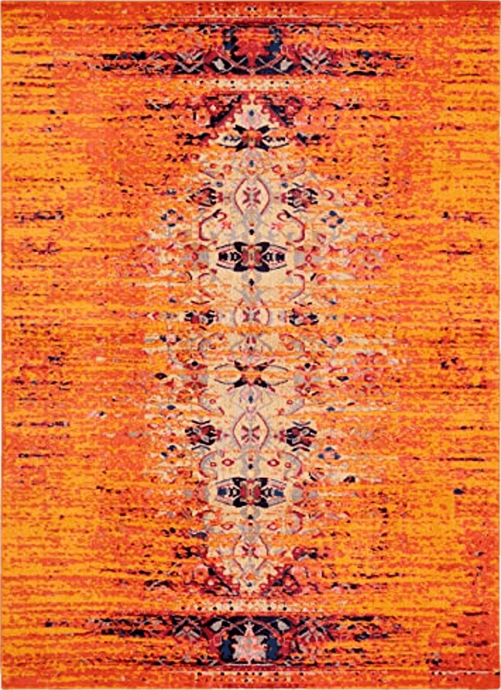 SAFAVIEH Monaco Collection 9' x 12' Orange Multi MNC209H Modern Boho Abstract Distressed Non-Shedding Living Room Bedroom Dining Home Office Area Rug