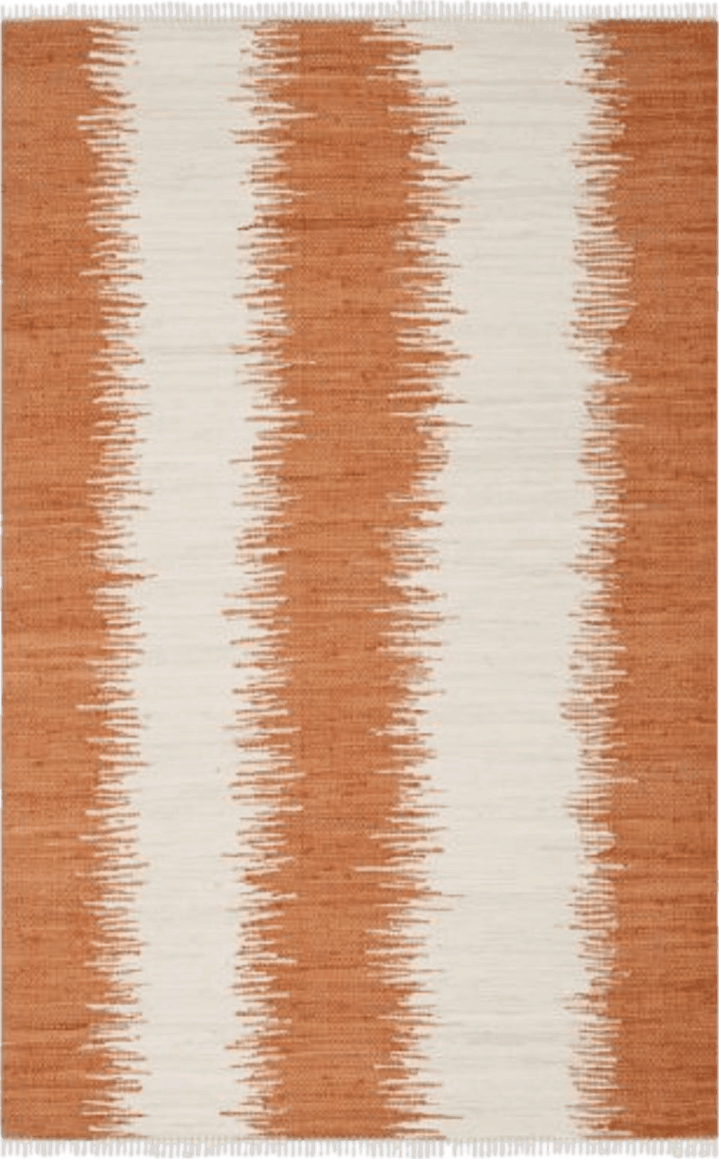 SAFAVIEH Montauk Collection Area Rug - 5' x 8', Orange, Handmade Stripe Fringe Cotton, Ideal for High Traffic Areas in Living Room, Bedroom (MTK751C)