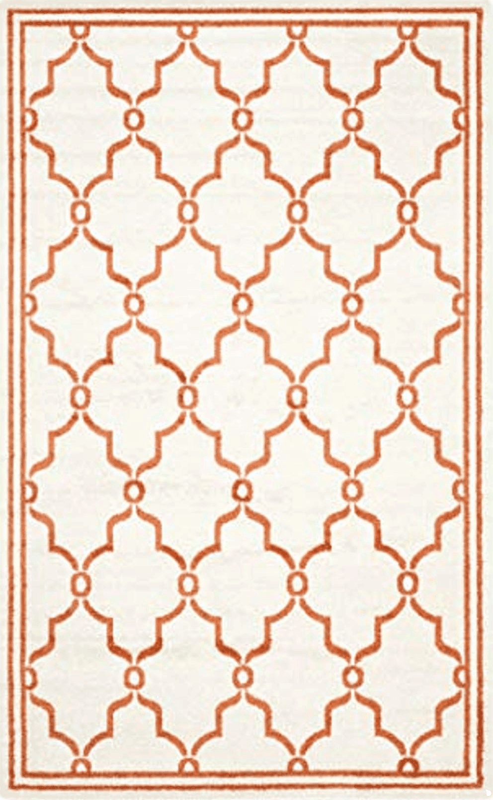 SAFAVIEH Amherst Collection Area Rug - 5'3" x 8', Beige & Orange, Trellis Design, Non-Shedding & Easy Care, Ideal for High Traffic Areas in Living Room, Bedroom (AMT414F)