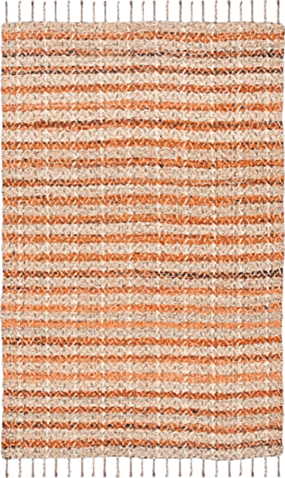 SAFAVIEH Cape Cod Collection Area Rug - 5' x 8', Orange & Natural, Handmade Stripe Jute & Cotton Braided Tassel, Ideal for High Traffic Areas in Living Room, Bedroom (CAP844P)