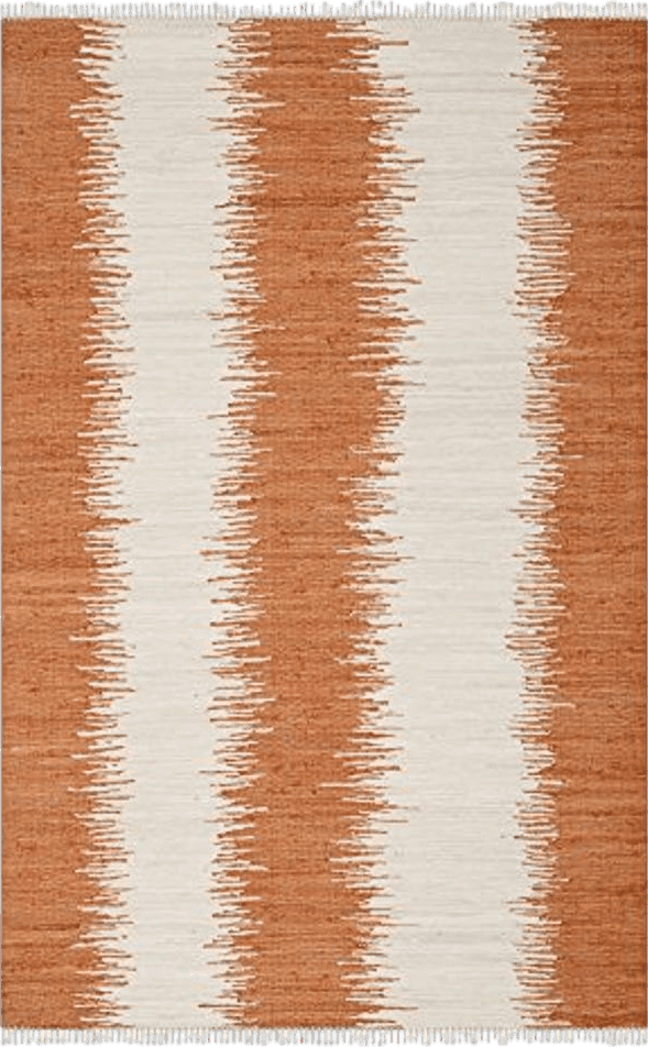 Area 8x10 SAFAVIEH Montauk Collection Area Rug - 8' x 10', Orange, Handmade Stripe Fringe Cotton, Ideal for High Traffic Areas in Living Room, Bedroom (MTK751C)