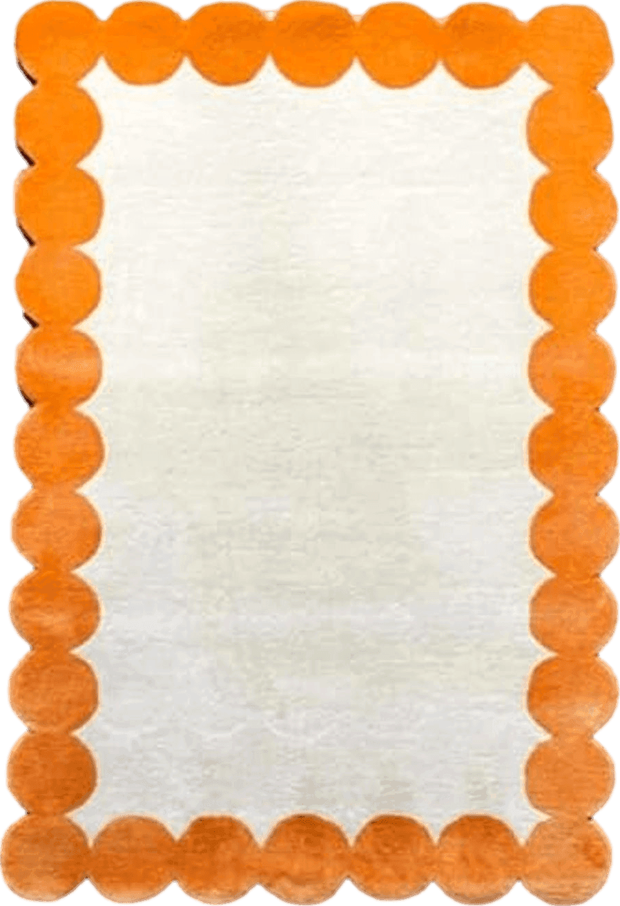 Beige & Orange Irregular Boarder Shape, Modern Handmade Tufted Area Rugs in Beige and Orange Color. in Size 5X8 Feet.