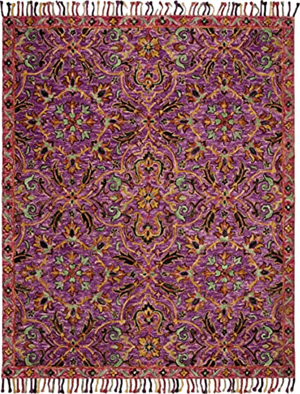 SAFAVIEH Blossom Collection 8' x 10' Purple / Multi BLM451A Handmade Tassel Premium Wool Area Rug