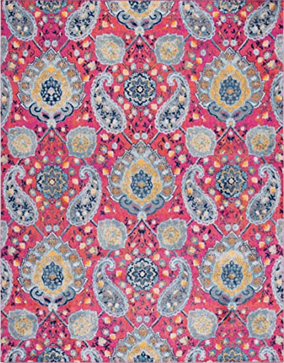 9x12 SAFAVIEH Madison Collection 9' x 12' Fuchsia Gold MAD600A Boho Chic Glam Paisley Non-Shedding Living Room Bedroom Dining Home Office Area Rug