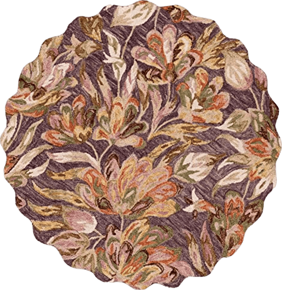 SAFAVIEH Blossom Collection Area Rug - 6' Round, Purple & Sage, Handmade French Country Floral Wool, Ideal for High Traffic Areas in Living Room, Bedroom (BLM462V)