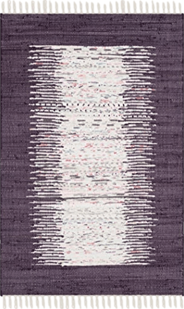 3x5 SAFAVIEH Montauk Collection Accent Rug - 2'6" x 4', Ivory & Purple, Handmade Stripe Fringe Cotton, Ideal for High Traffic Areas in Entryway, Living Room, Bedroom (MTK711M)