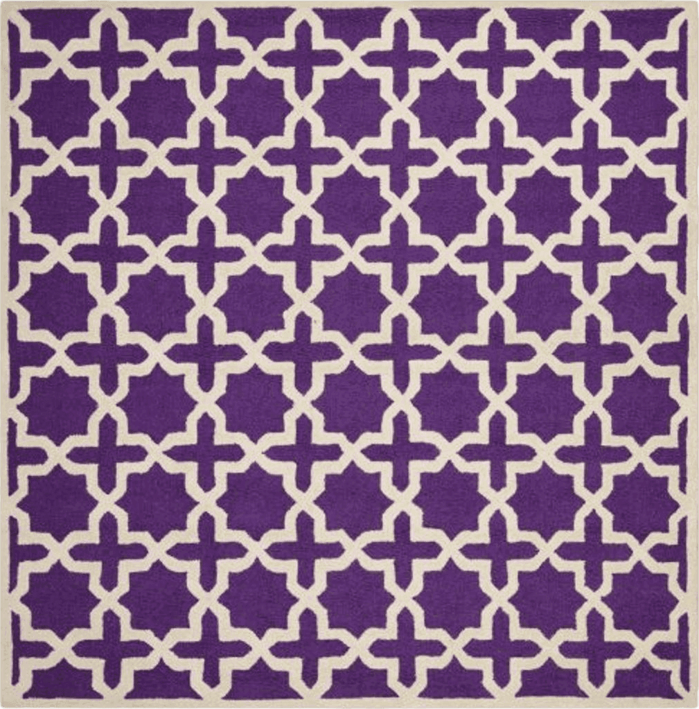 SAFAVIEH Cambridge Collection 6' Square Purple / Ivory CAM125K Handmade Moroccan Premium Wool Area Rug