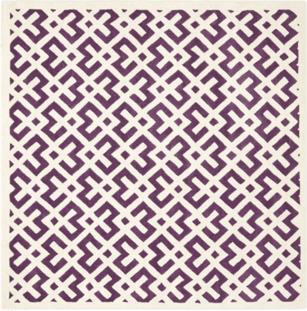 SAFAVIEH Chatham Collection 7' Square Purple / Ivory CHT719F Handmade Geometric Premium Wool Area Rug