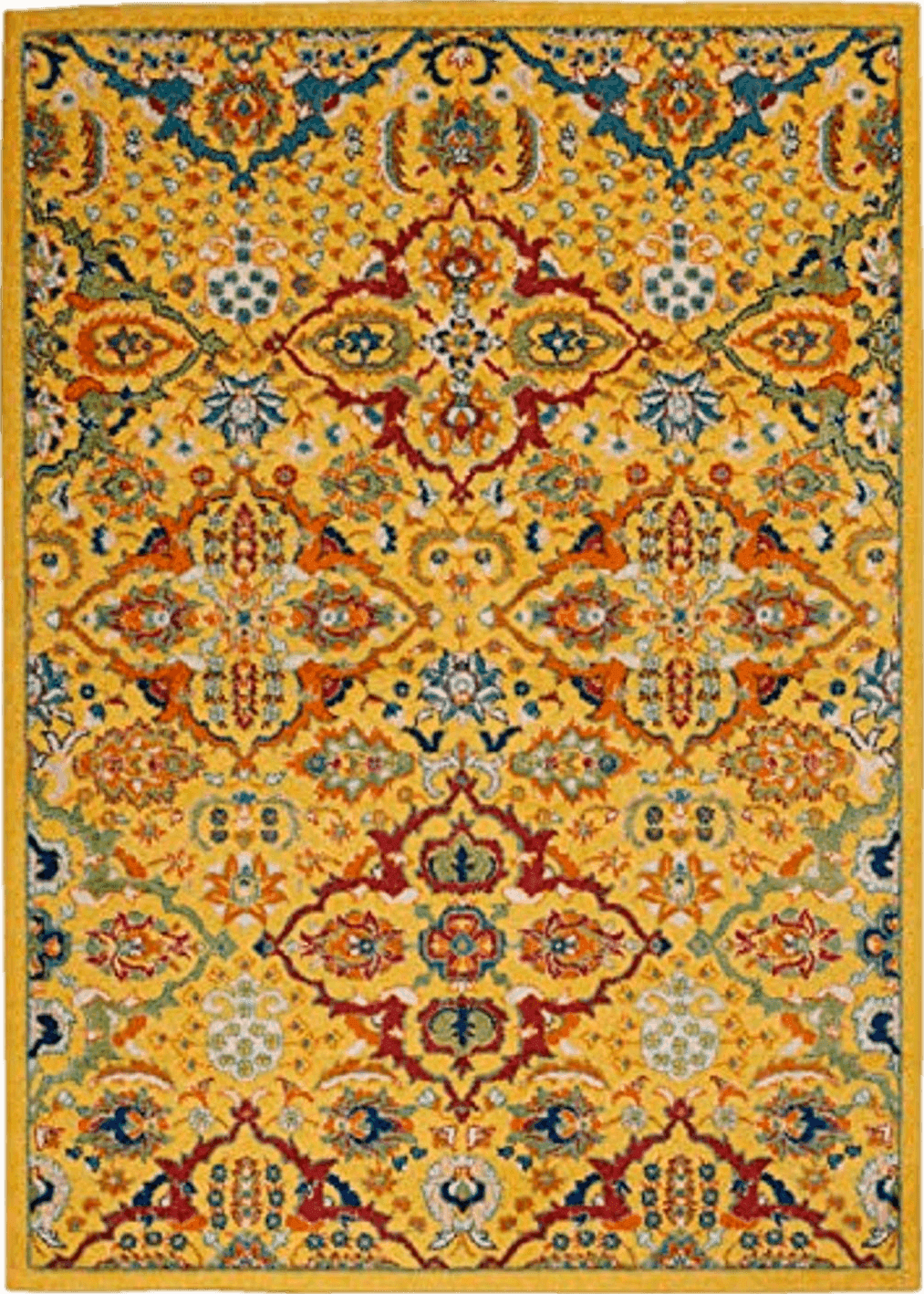 6x9 Nourison Allur Traditional Yellow/Multi 6' x 9' Area-Rug, Easy-Cleaning, Non Shedding, Bed Room, Living Room, Dining Room, Kitchen (6x9)