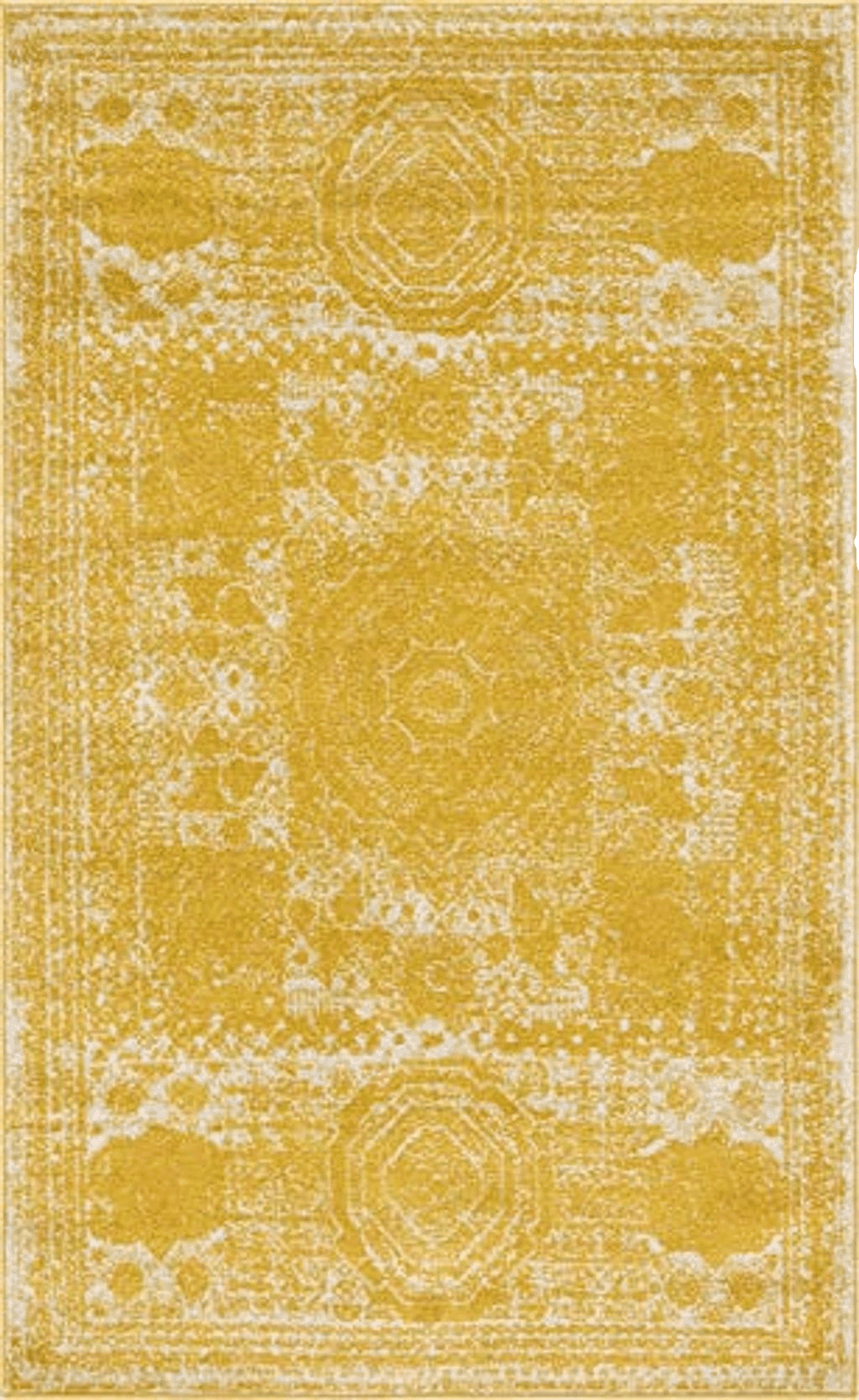 Rugs.com Dover Collection Rug – 5' x 8' Yellow Low-Pile Rug Perfect for Bedrooms, Dining Rooms, Living Rooms