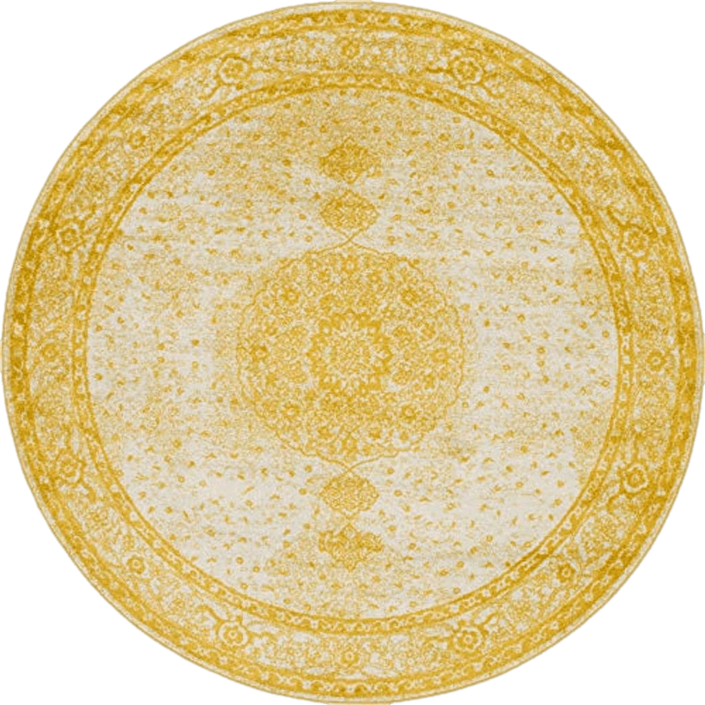 Unique Loom Bromley Collection Area Rug - Midnight (8' Round, Yellow/ Ivory)