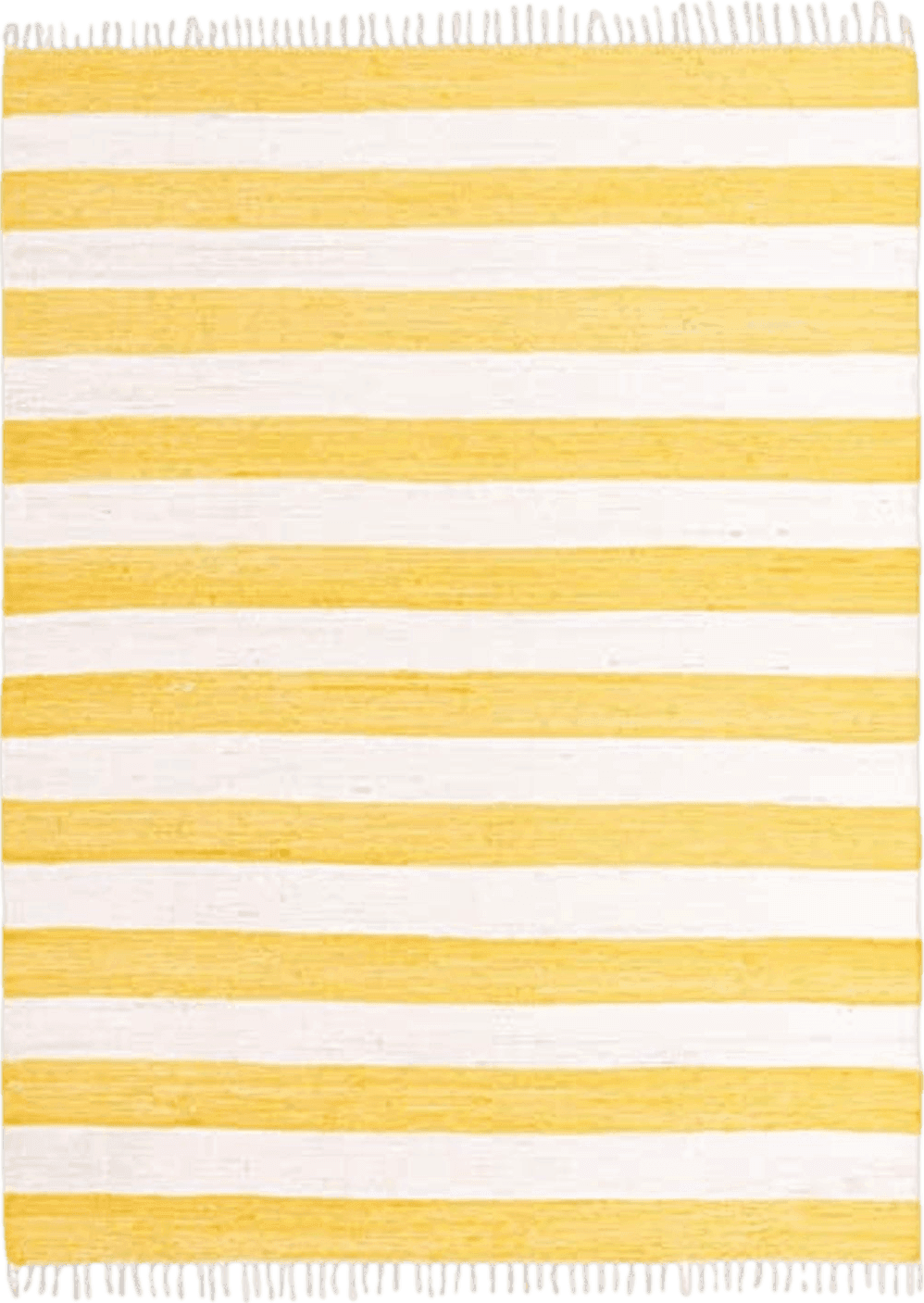 9x12 Unique Loom Chindi Rag Collection Area Rug - Striped (9' x 12' 2" Rectangle, Yellow and Ivory)