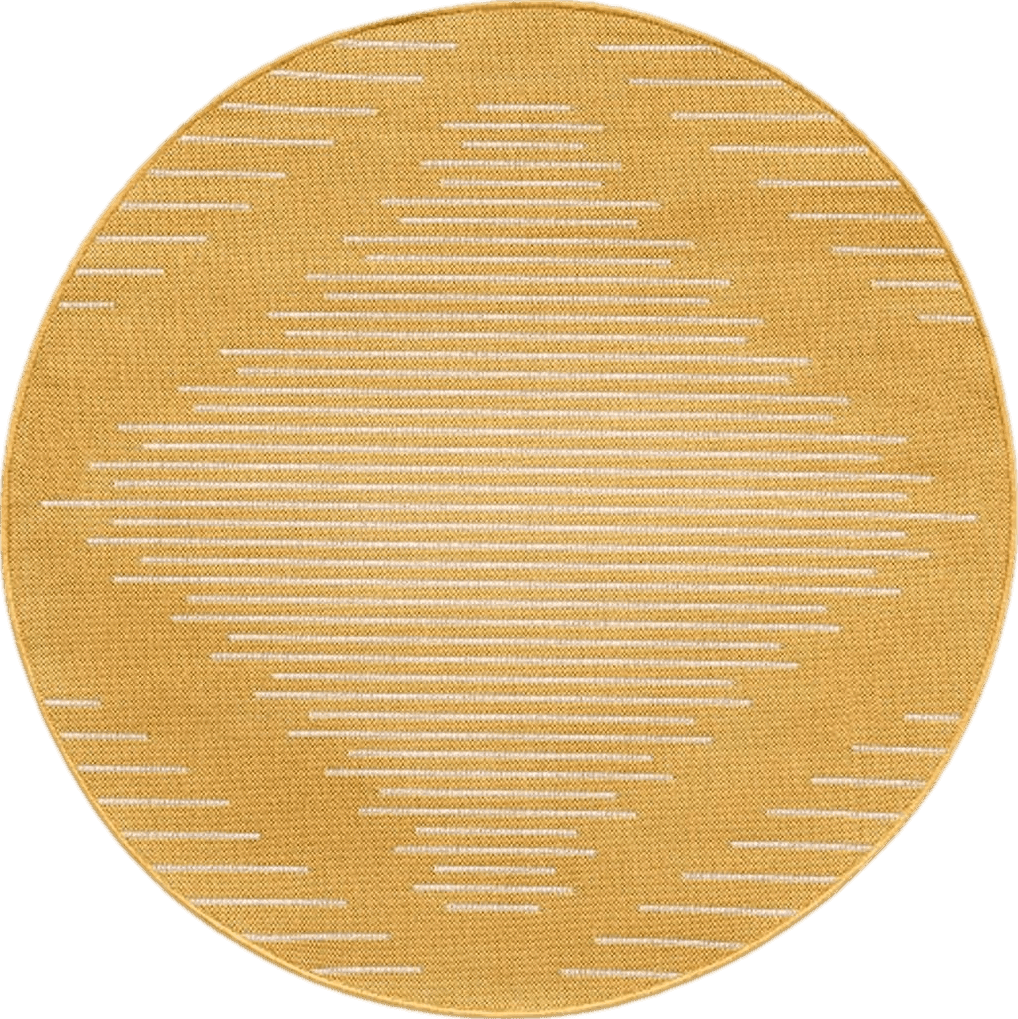 Unique Loom Outdoor Modern Collection Area Rug - Tambor (3' 3" Round, Yellow/ Ivory)