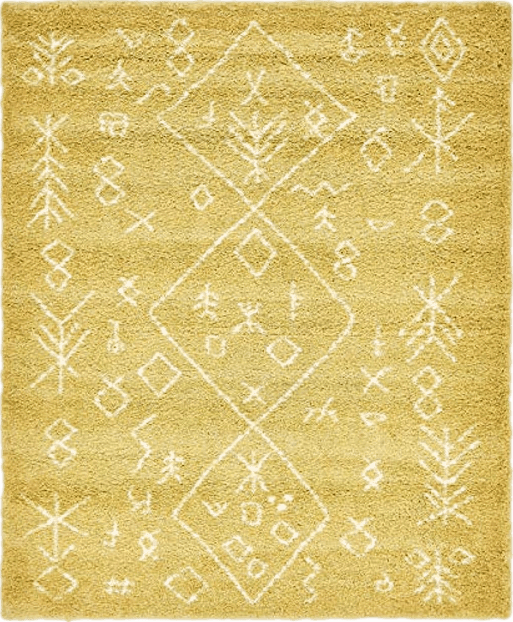 9x12 Unique Loom Rabat Shag Collection Modern Tribal Moroccan Inspired Plush & Soft Nomad Design Area Rug (9' 0 x 12' 0 Rectangular, Yellow/ Ivory)