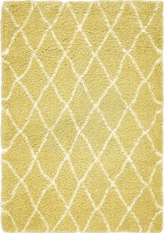 4x6 Unique Loom Rabat Shag Collection Modern Tribal Moroccan Inspired Plush & Soft Geometric Design Area Rug (4' 0 x 6' 0 Rectangular, Yellow/ Ivory)