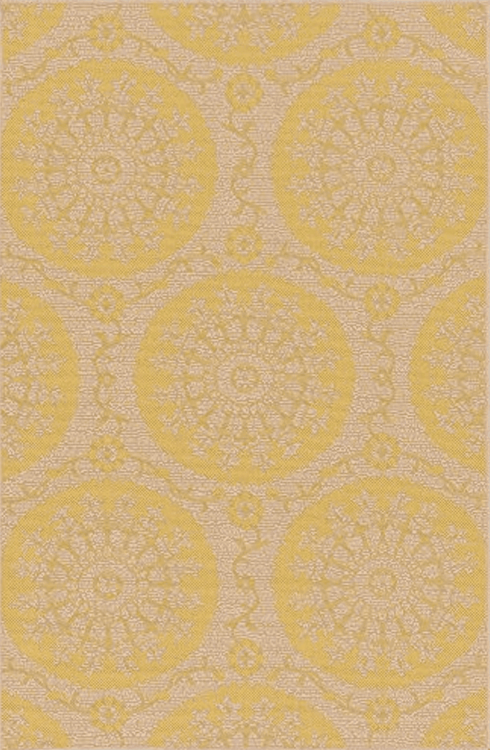 3x5 Unique Loom Outdoor Botanical Collection Area Rug - Medallion (3' 3" x 5' 3" Rectangle, Yellow/ Beige)