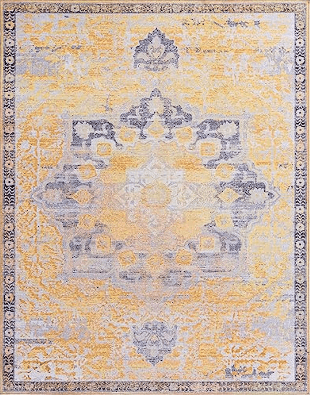 Unique Loom Renaissance Collection Area Rug - Roma (7' 10" x 10' Rectangle, Tuscan Yellow/ Navy Blue)