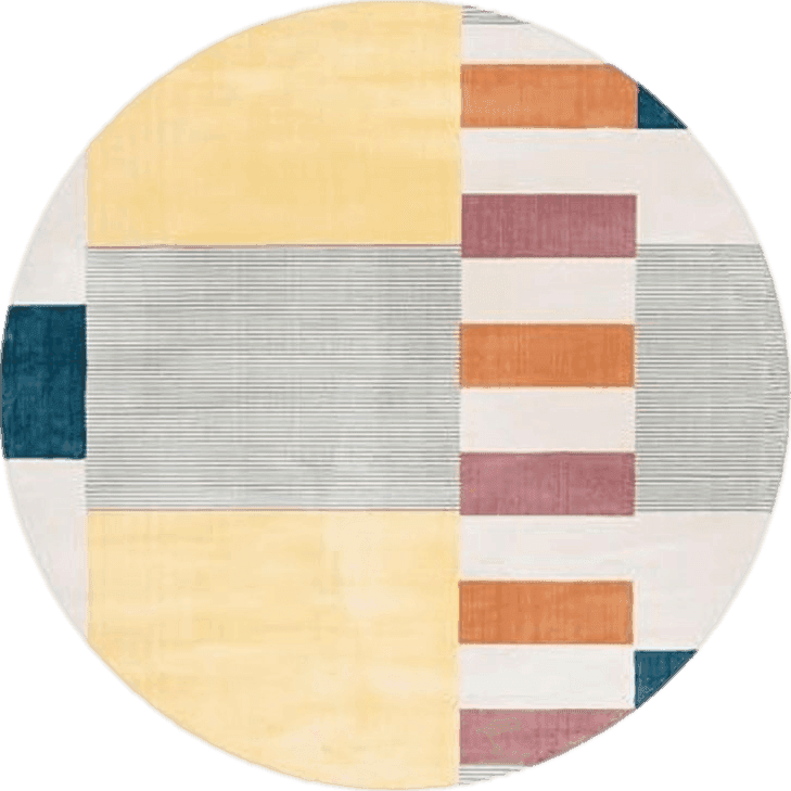 SAFAVIEH Orwell Collection 6'7" Round Beige/Yellow ORW369B Mid-Century Modern Abstract Non-Shedding Living Room Bedroom Area Rug