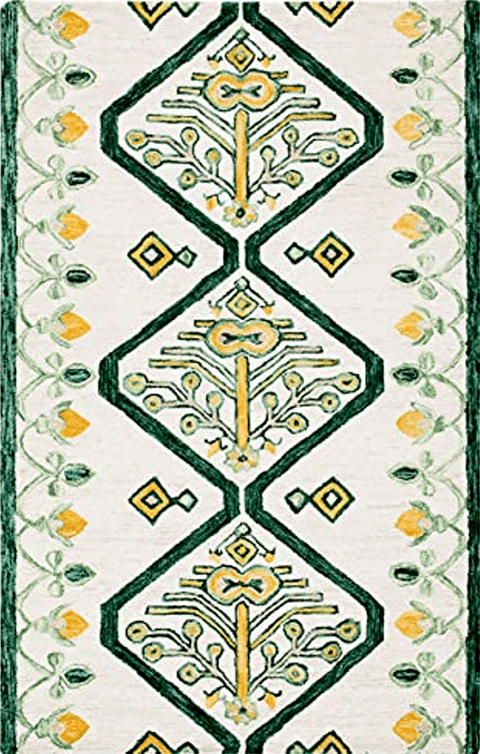 SAFAVIEH Aspen Collection Area Rug - 5' x 8', Ivory & Yellow, Handmade Moroccan Boho Tribal Wool, Ideal for High Traffic Areas in Living Room, Bedroom (APN703C)