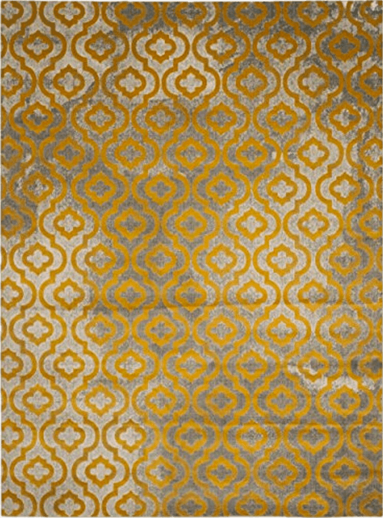 9x12 SAFAVIEH Porcello Collection Area Rug - 9' x 12', Light Grey & Yellow, Moroccan Quatrefoil Distressed Design, Non-Shedding & Easy Care, Ideal for High Traffic Areas in Living Room, Bedroom (PRL7734C)