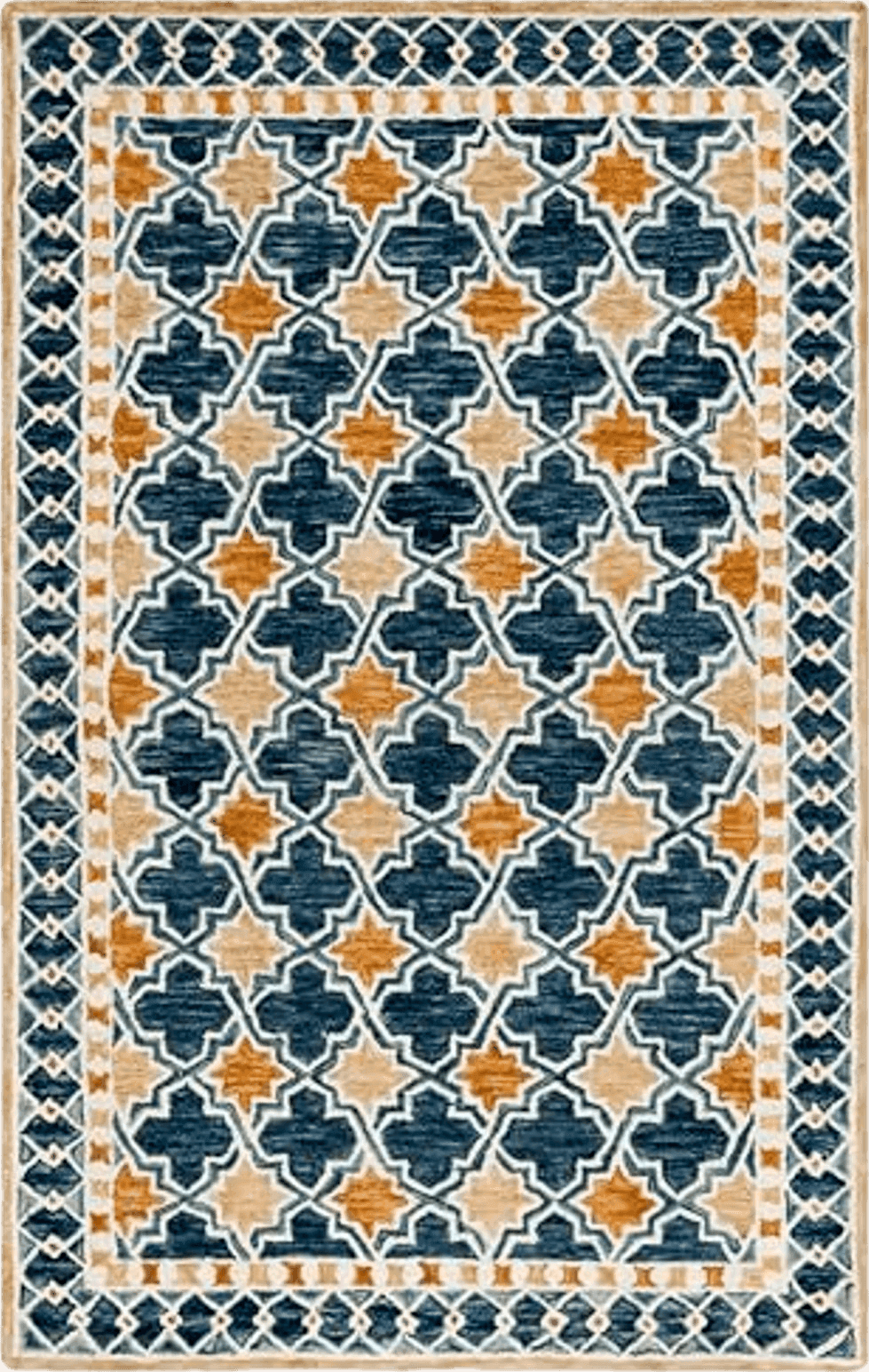 Yellow SAFAVIEH Aspen Collection Area Rug - 5' x 8', Navy & Yellow, Handmade Boho Wool, Ideal for High Traffic Areas in Living Room, Bedroom (APN121N)