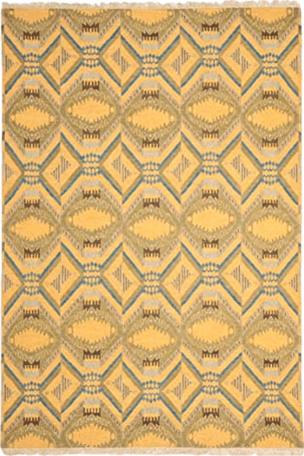 9x12 SAFAVIEH Bengal Diamond Collection 9' x 12' Saffron Yellow DVE517A Hand-Knotted Premium Wool Area Rug