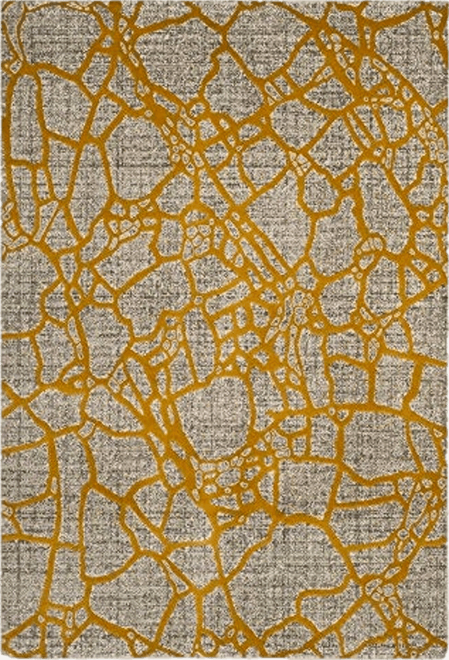 6x9 SAFAVIEH Porcello Collection 6'7" Square Light Grey / Yellow PRL7737C Modern Abstract Non-Shedding Living Room Bedroom Dining Home Office Area Rug