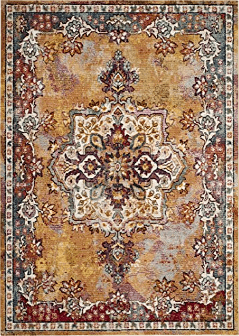 SAFAVIEH Savannah Collection 5'1" x 7'6" Yellow / Yellow SVH628H Boho Chic Area Rug