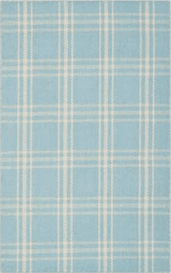 SAFAVIEH Kilim Collection Area Rug - 5' x 8', Light Blue & Yellow, Handmade Plaid Flat Weave Wool, Ideal for High Traffic Areas in Living Room, Bedroom (KLM420A)