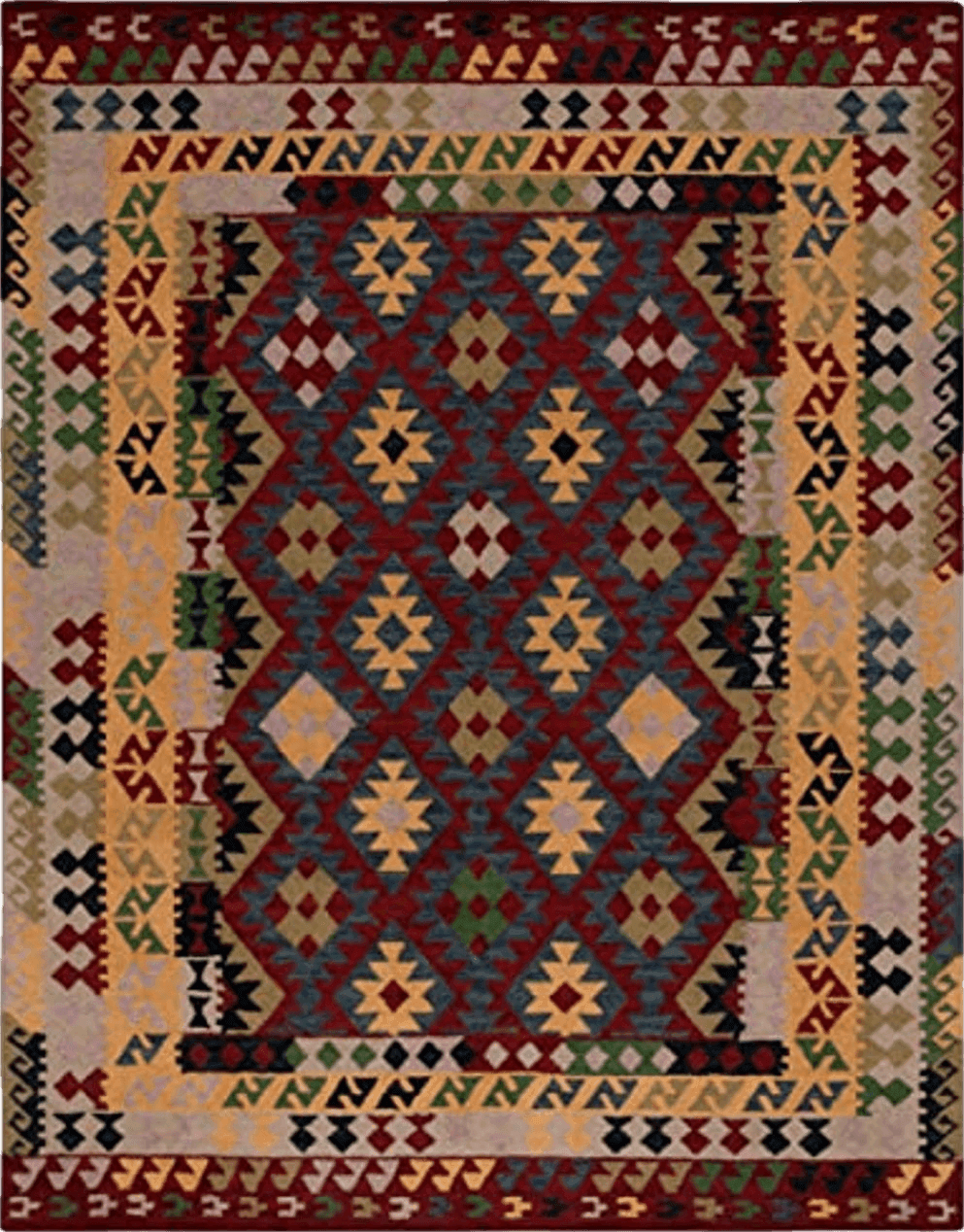 Yellow SAFAVIEH Aspen Collection Area Rug - 8' x 10', Red & Yellow, Handmade Boho Tribal Southwestern Wool, Ideal for High Traffic Areas in Living Room, Bedroom (APN404Q)