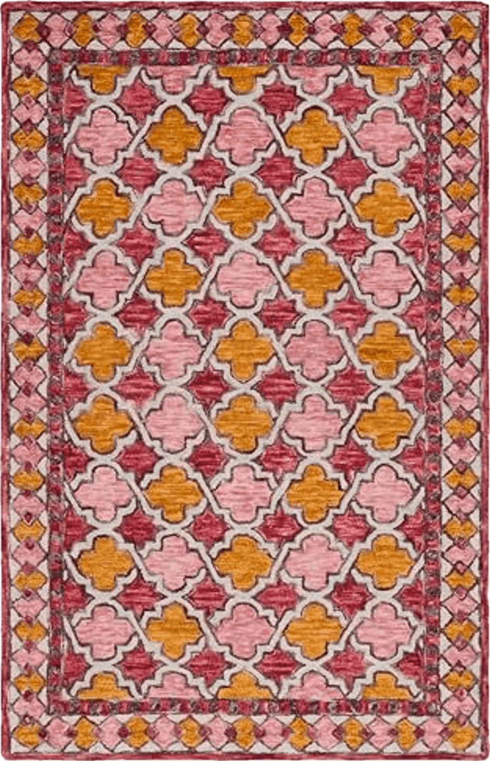 Doorway SAFAVIEH Aspen Collection Accent Rug - 3' x 5', Pink & Yellow, Handmade Boho Wool, Ideal for High Traffic Areas in Entryway, Living Room, Bedroom (APN121U)