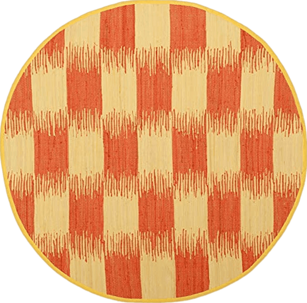 SAFAVIEH Montauk Collection 6' Round Yellow / Orange MTK721C Handmade Fringe Cotton Area Rug