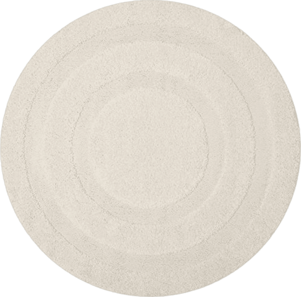 SAFAVIEH Florida Shag Collection Area Rug - 6'7" Round, Creme & Creme, Border Design, Non-Shedding & Easy Care, 1.2-inch Thick Ideal for High Traffic Areas in Living Room, Bedroom (SG454-1111)