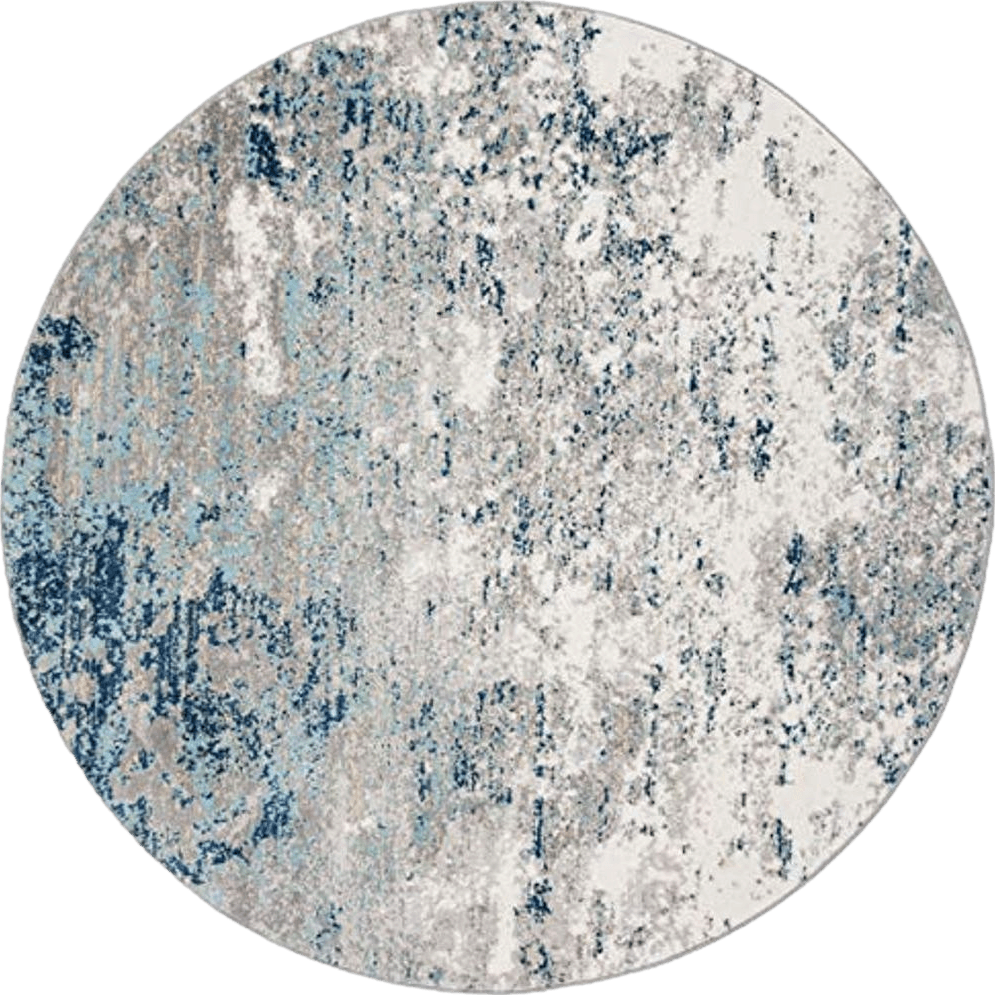 Round All Rounds/Square SAFAVIEH Brentwood Collection Area Rug - 9' Round, Light Grey & Blue, Modern Abstract Design, Non-Shedding & Easy Care, Ideal for High Traffic Areas in Living Room, Bedroom (BNT822F)