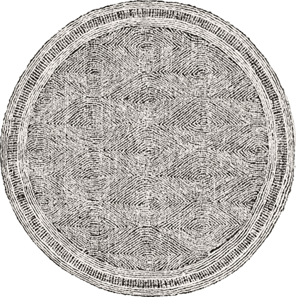 Round All Rounds/Square SAFAVIEH Abstract Collection Area Rug - 10' Round, Ivory & Charcoal, Handmade Wool, Ideal for High Traffic Areas in Living Room, Bedroom (ABT340H)