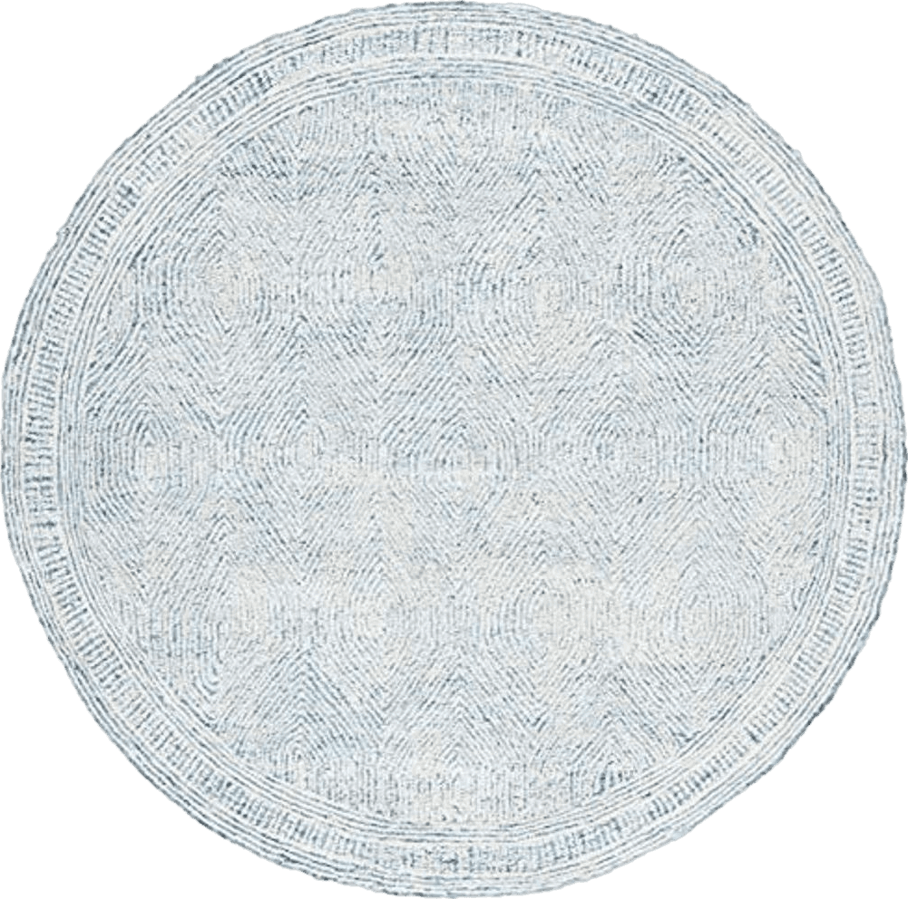 Round All Rounds/Square SAFAVIEH Abstract Collection Area Rug - 10' Round, Ivory & Blue, Handmade Wool, Ideal for High Traffic Areas in Living Room, Bedroom (ABT340M)