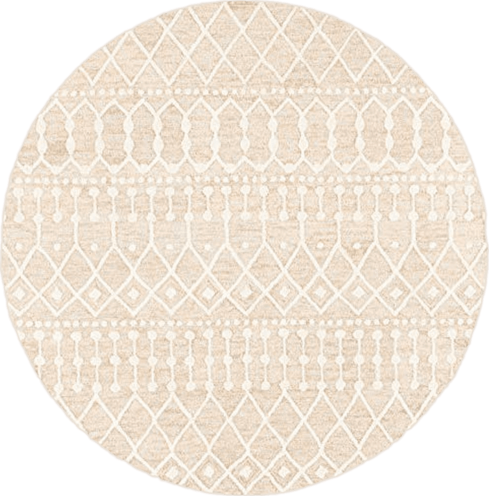 Round All Rounds/Square SAFAVIEH Blossom Collection 6' Round Beige/Ivory BLM115B Handmade Moroccan Premium Wool Area Rug