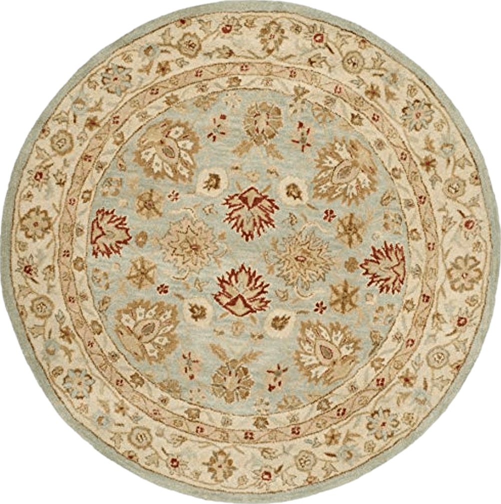 Round All Rounds/Square SAFAVIEH Antiquity Collection Area Rug - 10' Round, Grey Blue & Beige, Handmade Traditional Oriental Wool, Ideal for High Traffic Areas in Living Room, Bedroom (AT822A)