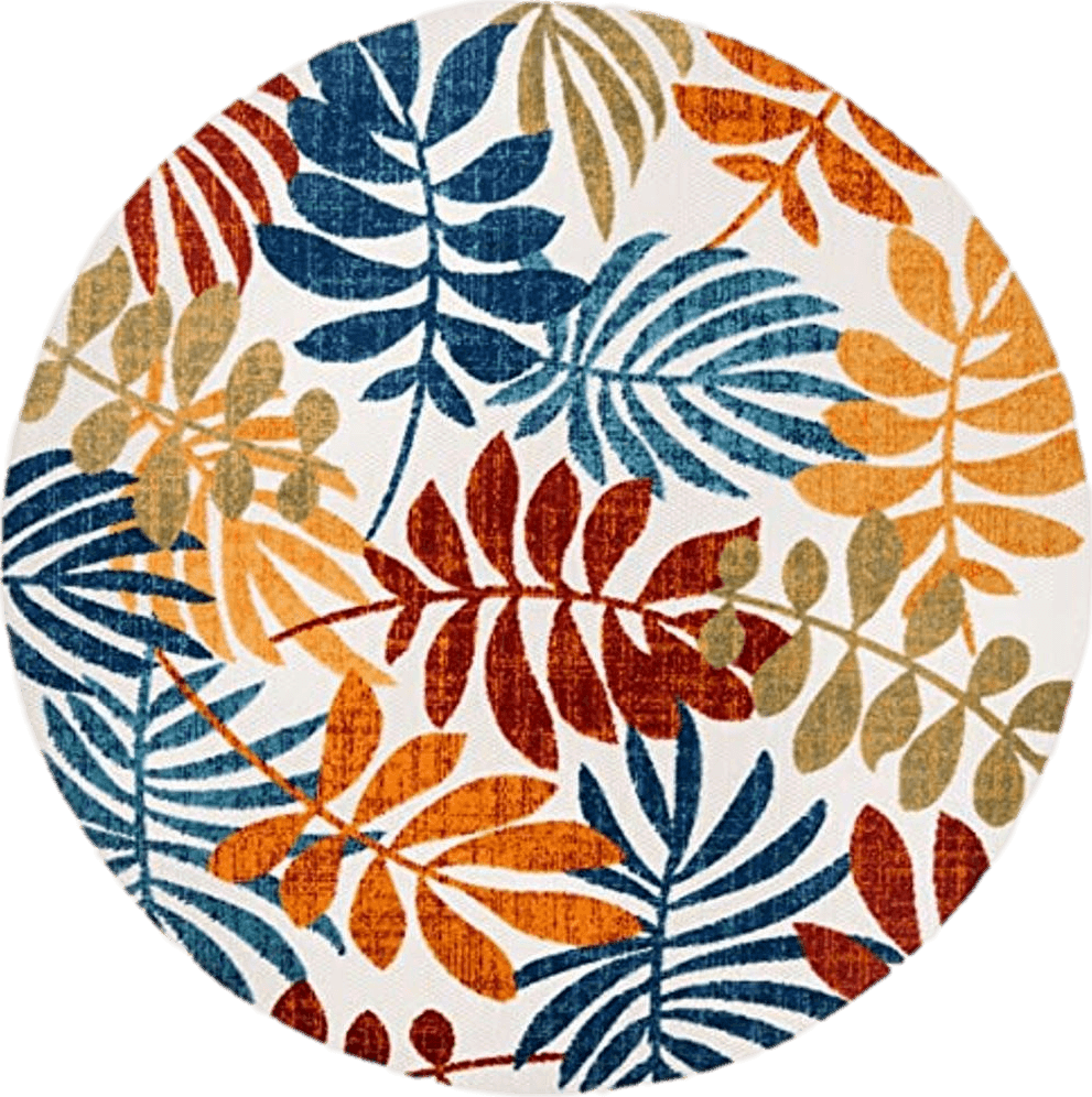 Round All Rounds/Square SAFAVIEH Cabana Collection 8' Round Cream/Red CBN814A Botanical Indoor/ Outdoor Non-Shedding Easy Cleaning Patio Backyard Deck Porch Mudroom Area Rug